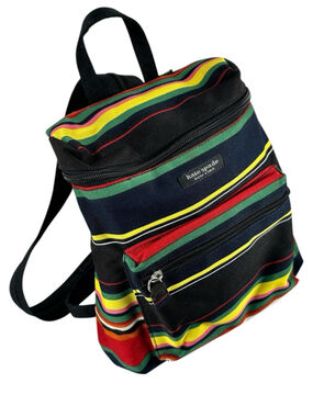 Vintage Kate Spade 90’s Canvas Mini Backpack Purse Rainbow Zip Strap Rare